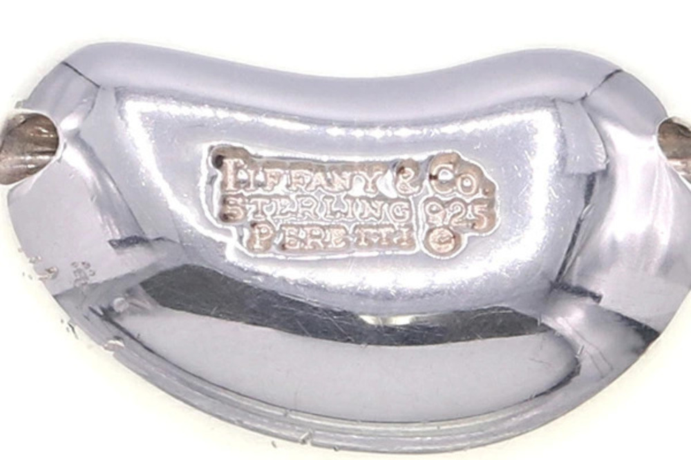 Tiffany Co Elsa Peretti Bean Pendant Top Sterling Silver Head Necklace Silver